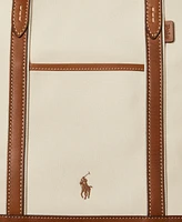 Polo Ralph Lauren Women's Leather-Trim Canvas Medium Shopper Tote