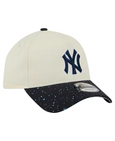 New Era Men's Cream New York Yankees Speckle A-Frame 9FORTY Adjustable Hat