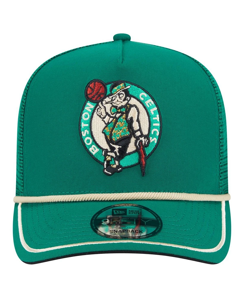 New Era Men's Kelly Green Boston Celtics Vintage Team Rope A-Frame 9FIFTY Snapback Hat