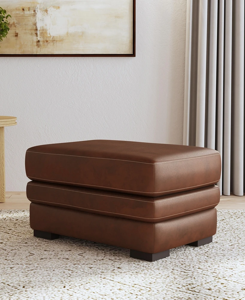 Flexsteel David 36" Pecan Leather Ottoman