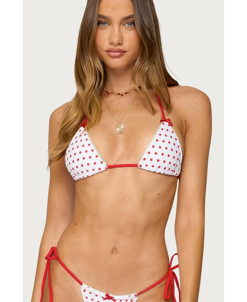 Edikted Women's Leigh Polka Dot Triangle Bikini Top