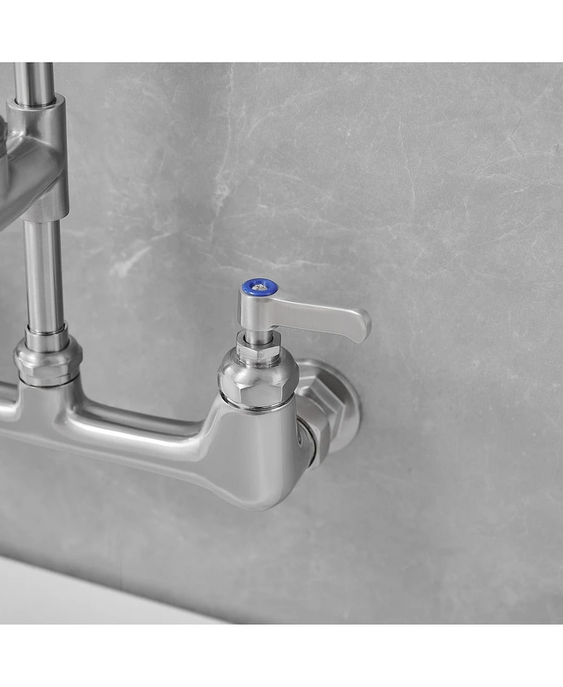 Greenspring Commercial Restaurant Pull Down 2-Handle Wall Mount Pre-Rinse Spray Utility Kitchen Faucet Polished Chrome