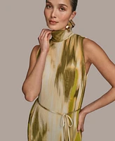 Donna Karan New York Women's Chiffon Printed Mock-Neck Midi Dress