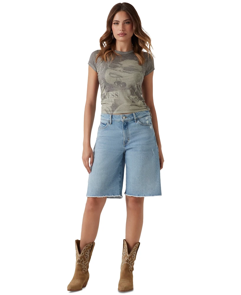 Guess Women's Summer Vibes Short-Sleeve Burnout T-Shirt