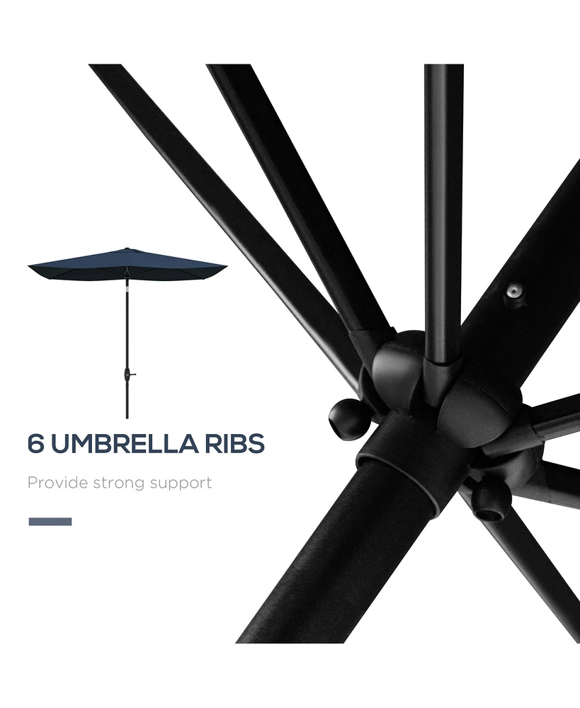 Outsunny 6.5' x 10' Rectangular Market Umbrella, Patio Outdoor Table Umbrella with Crank and Push Button Tilt