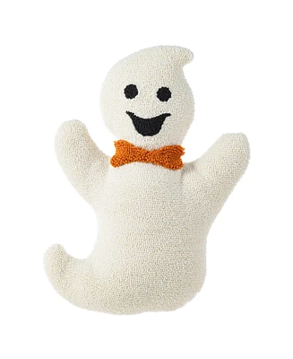 Glitzhome Halloween Hooked Ghost Shaped Decorative Pillow, 12" x 4"