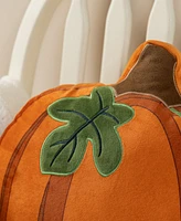 Glitzhome Fall and Halloween Fabric Double Sided Pumpkin Decorative Pillow, 16" x 5"