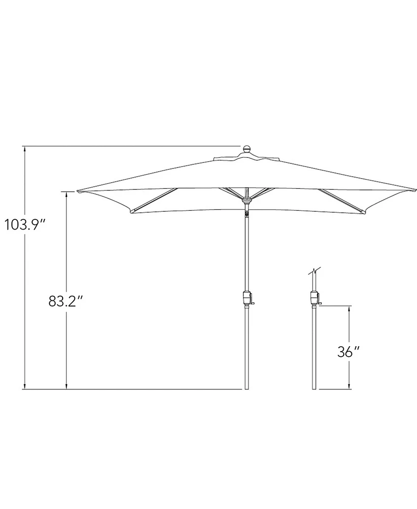 Mondawe 6.6FTx10FT Solefin Rectangle Patio Umbrella with Push-Button Tilt,Bronze Frame