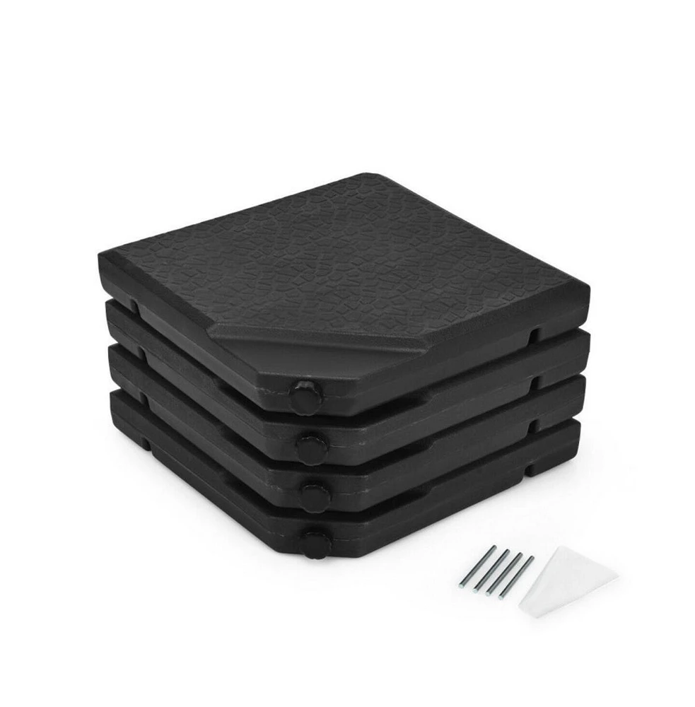 4 Pieces Square Fillable Patio Umbrella Base Set with Handle and Funnel