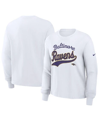 Nike Women's White Baltimore Ravens Essential Long Sleeve Boxy T-Shirt