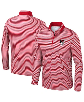 Colosseum Men's Red Nc State Wolfpack Striped Quarter-Zip Sweatshirt