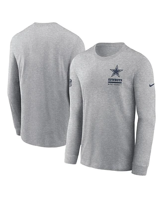 Nike Men's Heather Gray Dallas Cowboys Sideline Performance Long Sleeve T-Shirt