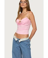 Edikted Womens Layered Bra Cowl Neck Top