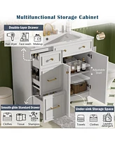 Casainc 36" Bathroom Vanity With Ceramic Sink, Double-Layer Drawers, Soft-Close Doors and Adjustable Shelves