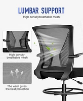 Sugift Ergonomic Drafting Chair Tall Office Chair with Foot Ring, Adjustable Height, Lumbar Support, Mesh Back