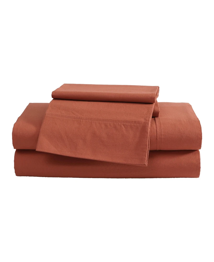 Eddie Bauer Solid Brushed 180-Thread Count Cotton Percale 3-Pc. Sheet Set, Twin