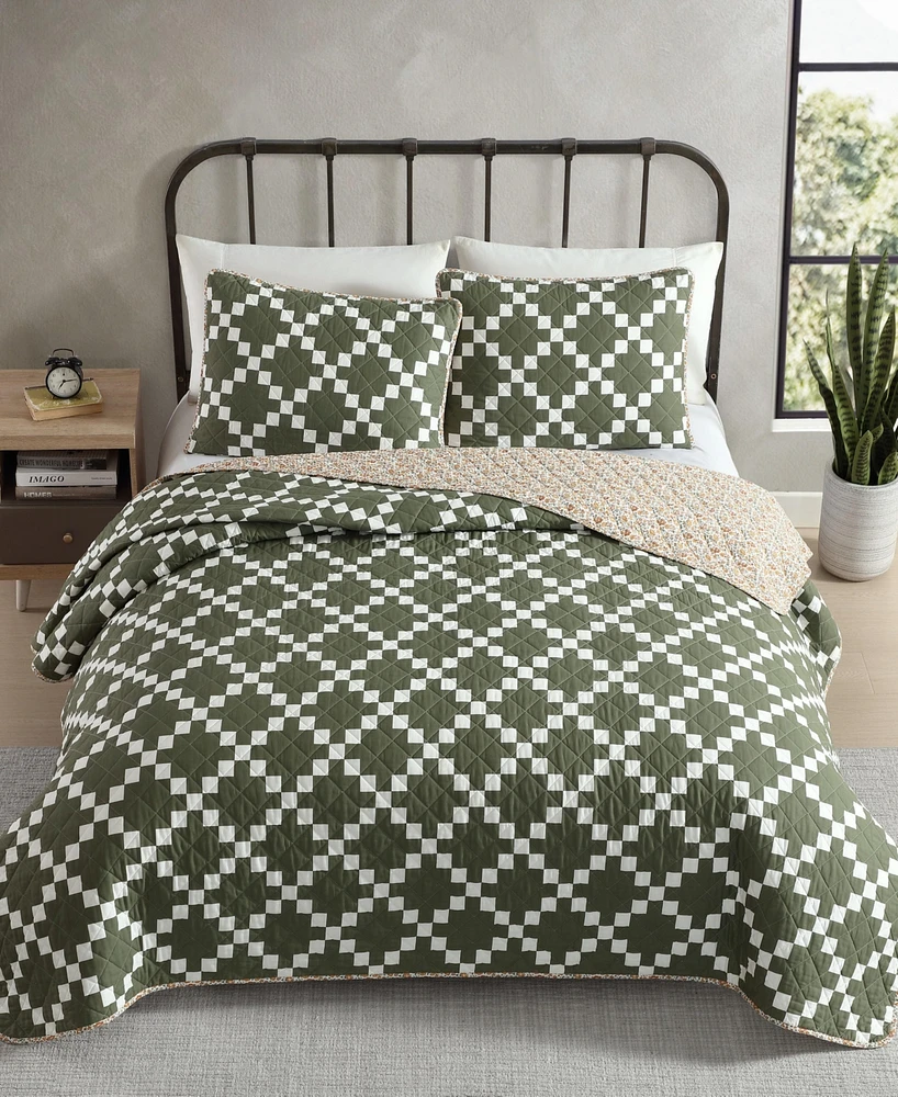 Eddie Bauer Diamond Floral Cotton Reversible 2-Pc. Quilt Set, Twin