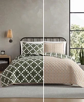 Eddie Bauer Diamond Floral Cotton Reversible 3-Pc. Quilt Set