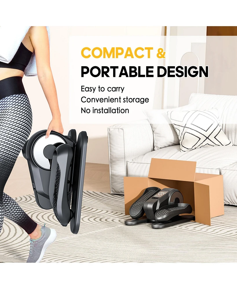 Under Desk Elliptical Machine Pedal Exerciser 12 Speeds with Remote & Display for Seniors & Office