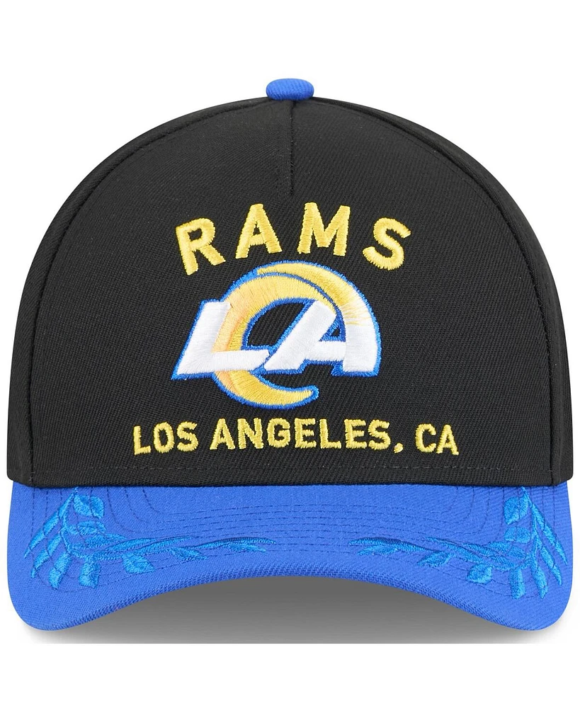 New Era Big Boys and Girls Black/Royal Los Angeles Rams 2025 Nfl Draft 9FORTY A-Frame M-Crown Adjustable Hat