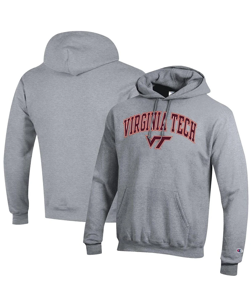 Champion Men's Heather Gray Virginia Tech Hokies Arched Logo Fleece Pullover Hoodie