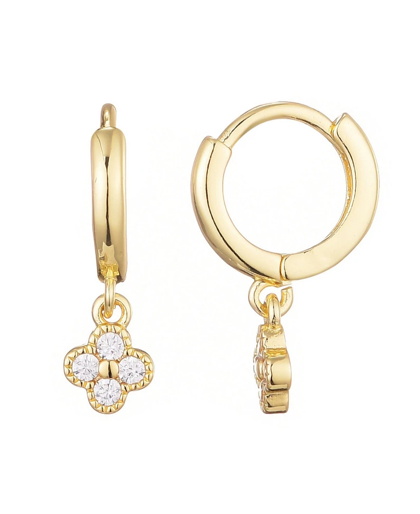Adornia Cubic Zirconia Extra Mini Clover Dangle Huggie Earrings