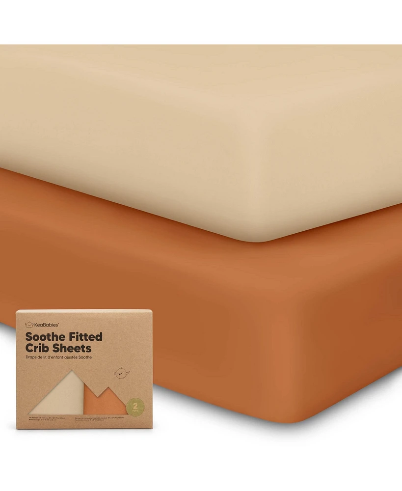 KeaBabies 2pk Soothe Fitted Crib Sheets Neutral, Organic Baby Sheets, Fits Standard Nursery Mattress
