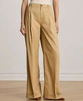 Lauren Ralph Women's Pleated Cotton Twill Wide-Leg Pants
