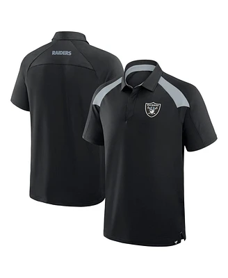 Fanatics Men's Black Las Vegas Raiders Back Around Raglan Polo Shirt
