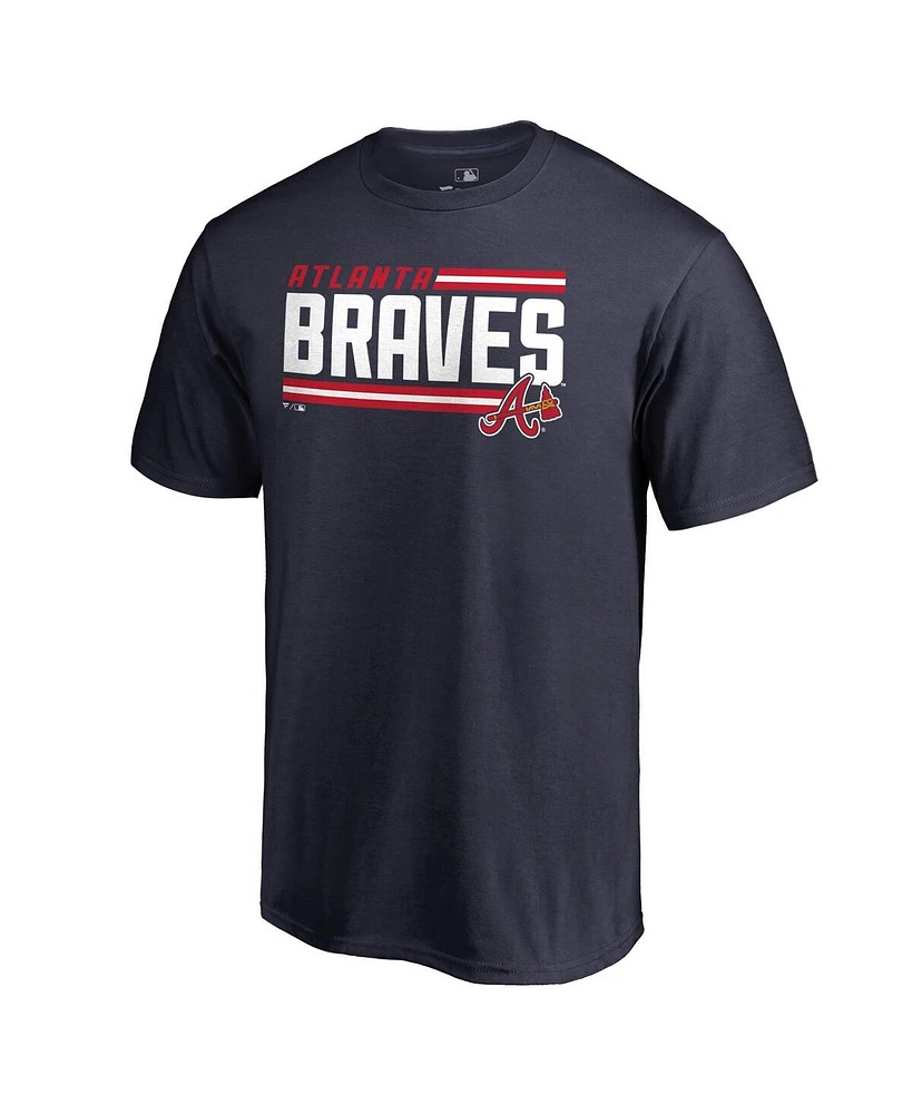 Fanatics Men's Navy Atlanta Braves Onside Stripe T-Shirt