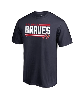 Fanatics Men's Navy Atlanta Braves Onside Stripe T-Shirt