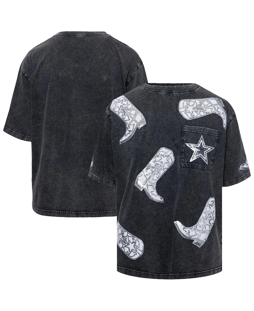 Gameday Couture Women's Dallas Cowboys Cheerleaders Sequin Boots Oversized T-Shirt