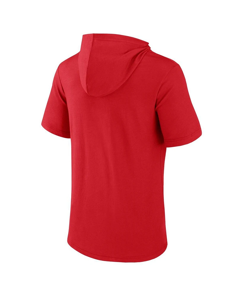 Fanatics Men's Red Los Angeles Angels Iconic Rebel Short Sleeve Hoodie
