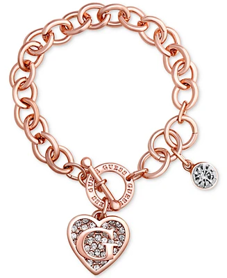 Guess Rose Gold-Tone Link Charm Bracelet