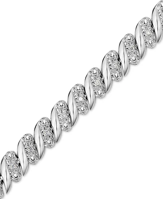 Diamond (1/4 ct. t.w.) Zig Zag Bracelet in Sterling Silver