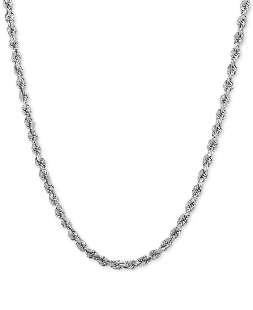 Lightweight 14k White Gold Diamond-Cut Rope Chain 20" Necklace (2-1/2mm)