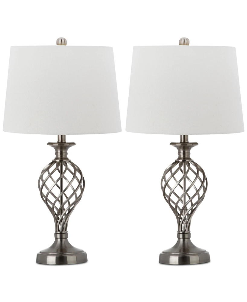 Safavieh Set of 2 Lattice Urn Platinum-Tone Table Lamps