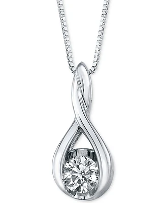 Sirena Diamond Twist Pendant Necklace in 14k White Gold (1/8 ct. t.w.)