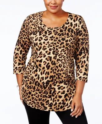 Jm Collection Plus Printed Top, Exclusively at Macy's