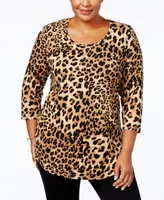 Jm Collection Plus Printed Top, Exclusively at Macy's