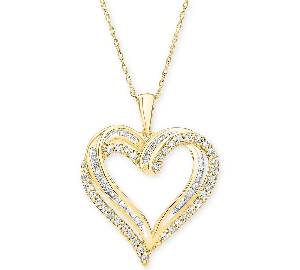Diamond Heart Pendant 18" Necklace (1/2 ct. t.w.) 10k White, Yellow or Rose Gold.