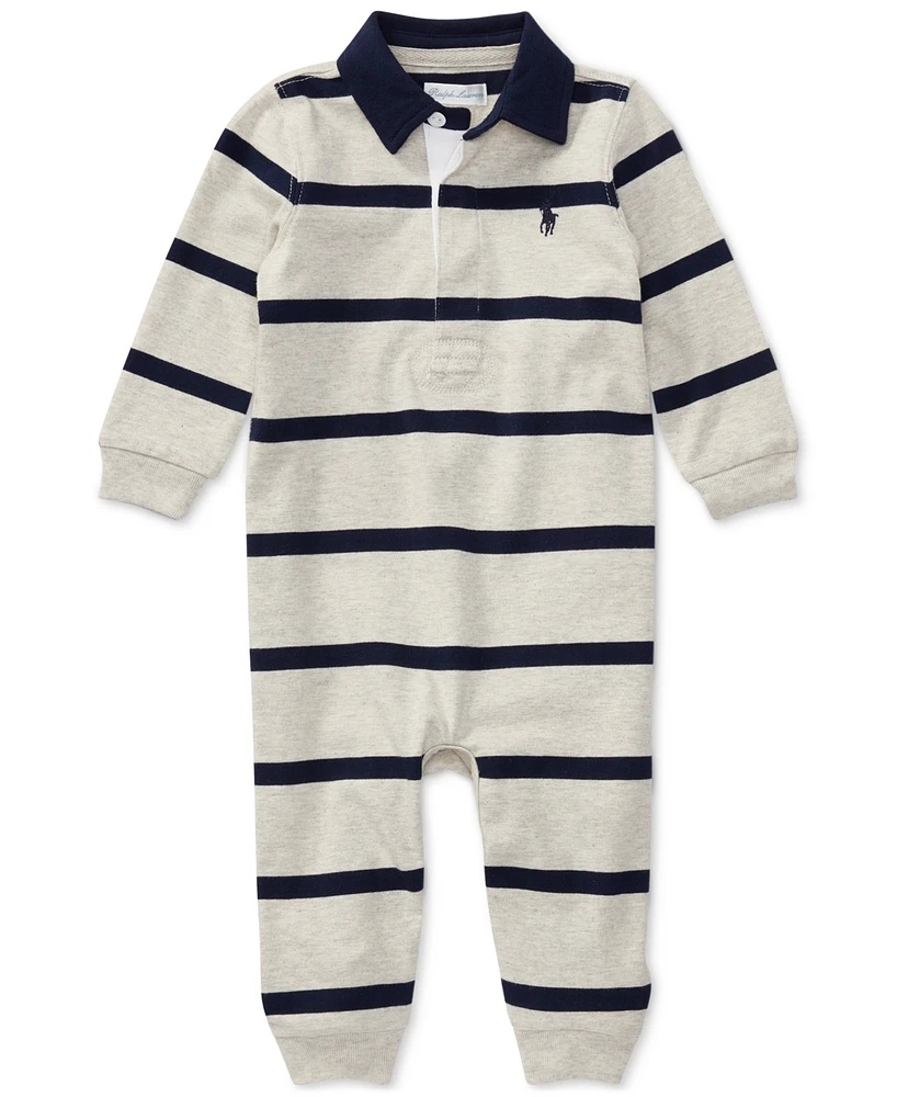 Polo Ralph Lauren Baby Boys Striped Rugby Cotton Coverall