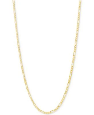 Italian Gold Figaro Link Chain Necklace Collection In 10k Gold
