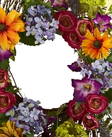 Nearly Natural 24" Spring Garden Wreath with Twig Base