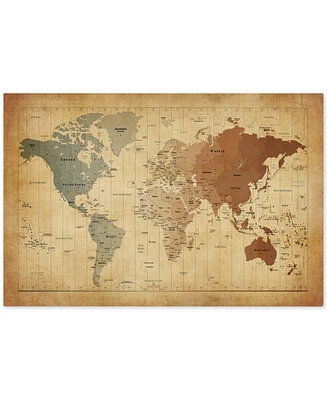 Michael Tompsett 'Time Zones Map of the World' Canvas Art