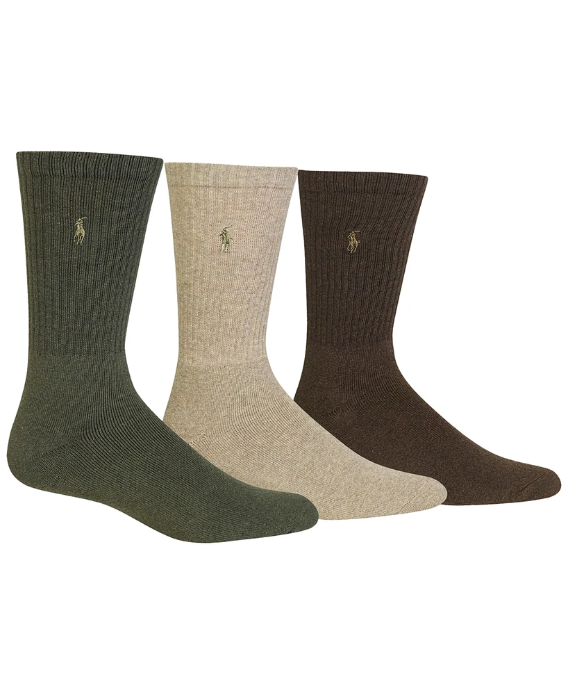Polo Ralph Lauren 3 Pack Ribbed Cushion Foot Crew Men's Socks