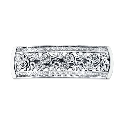 2028 Silver-Tone Flowers Bar Barrette
