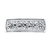 2028 Silver-Tone Flowers Bar Barrette
