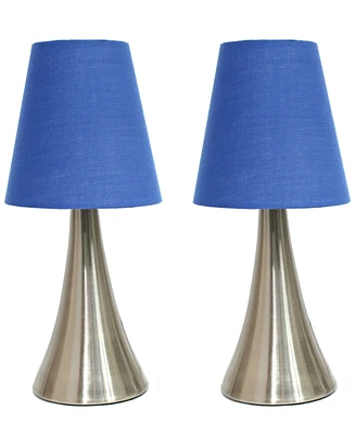 Simple Designs Valencia 2 Pack Mini Touch Table Lamp Set with Fabric Shades