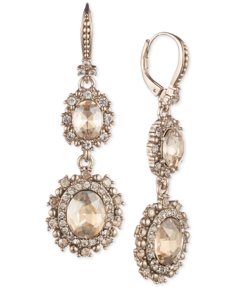 Marchesa Gold-Tone Crystal Double Drop Earrings
